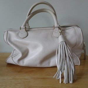 Banana Republic NewEvanSatchel Large Pebbled White Ivory Leather Handbag